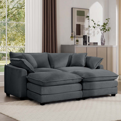 Modern Oversized Modular Cushion Sofa With Ottoman, Low Back, Deep Seating Sofa Set