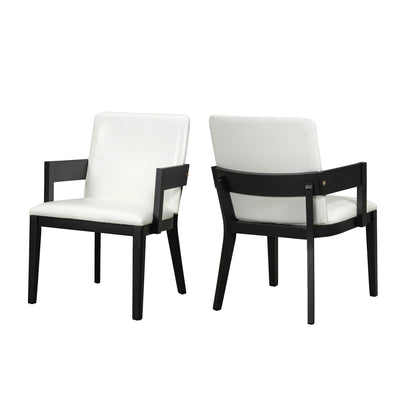 Modern Glossy Dining Chairs (Set of 2), Elegant Upholstery And Ergonomic Design - Black White