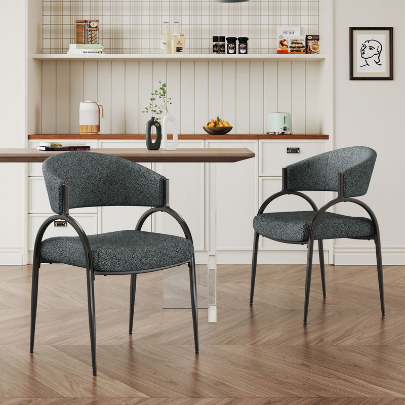 Contemporary Upholstered Dining Chairs With Metal Legs (Set of 2)