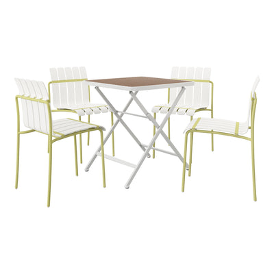 4 Piece Set Of Modern Color Block Designed Single Chairs With Folding Square Table