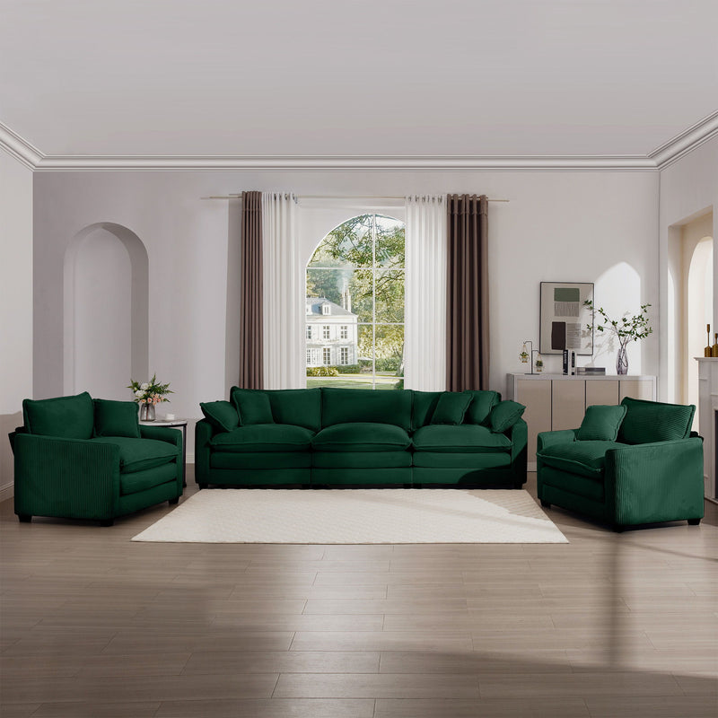 Elegant Corduroy Oversized Sectional Sofa Set With Deep Seats And Flexible Layout
