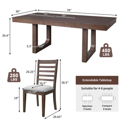Extendable Dining Set, Farmhouse Extendable Table With Upholstered Chairs