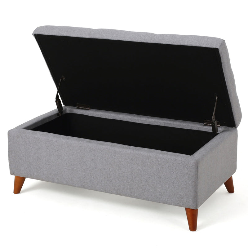 Kinetics - Upholstered Storage Ottoman With Lift-Top And Button Tufted Seat - Light Gray