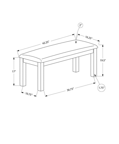 Bench, Rectangular, Upholstered, Dining Room, Entryway, Transitional