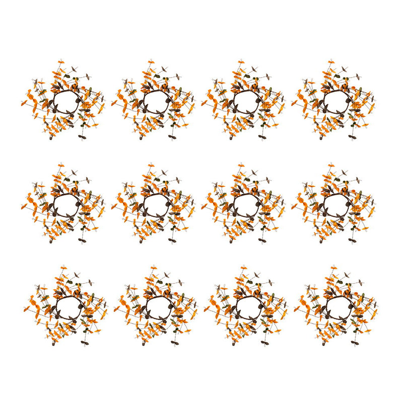 Fall Leaves Wreath, Botanicals Decor For Harvest Festival Fall Festival & Thanksgiving Table Decorations (Set of 12) - Orange Multi