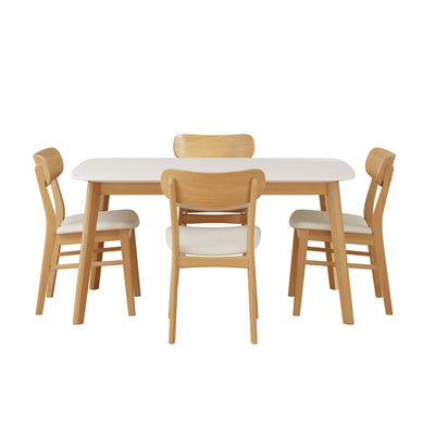 5 Piece Dining Set With Table And Upholstered Chairs