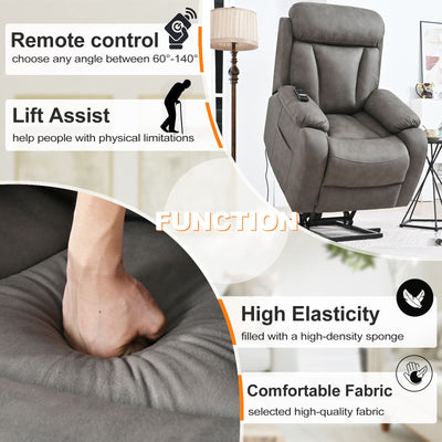 Lift Chair Recliner Power Remote Control Recliner Sofa Relax Soft Chair Anti - Skid Australia Cashmere Fabric Furniture Living Room - Dark Gray