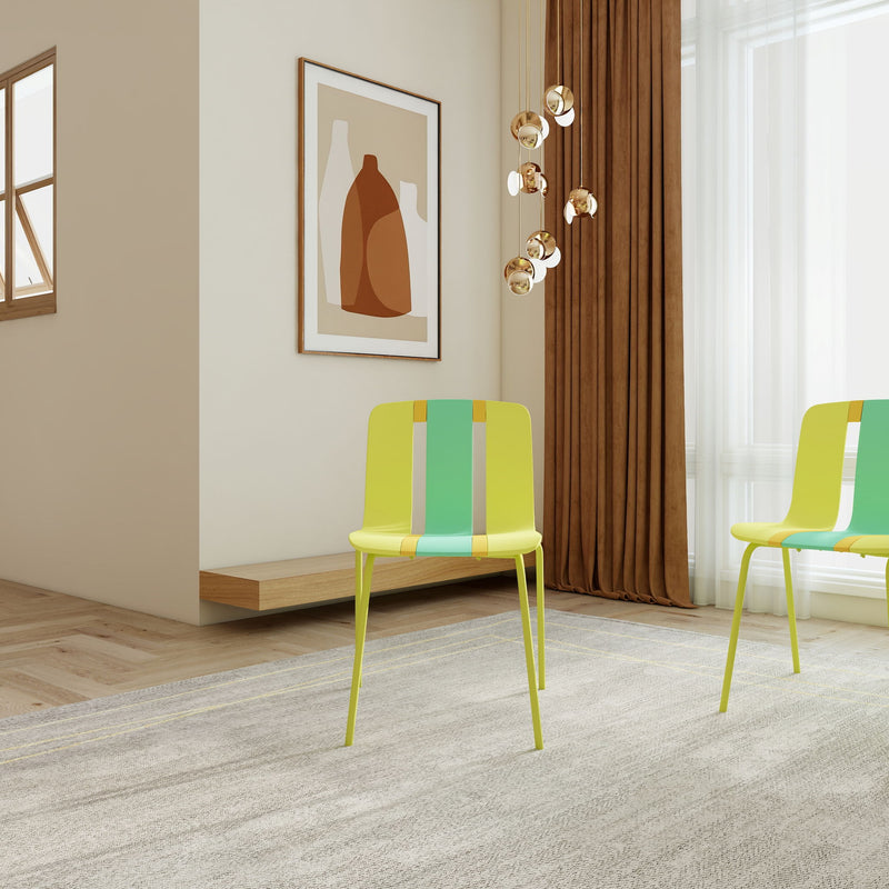 Modern Striped Blocking Single Chairs, Waterproof And Fade Resistant (Set of 4)