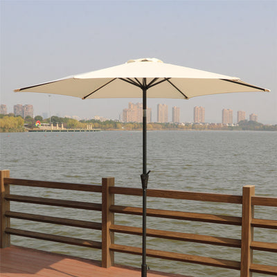 8.8' Outdoor Aluminum Patio Umbrella With 42 Pound Round Resin Umbrella Base