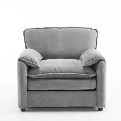Oversized Reading Armchair With Thick Cushions, High Back Support