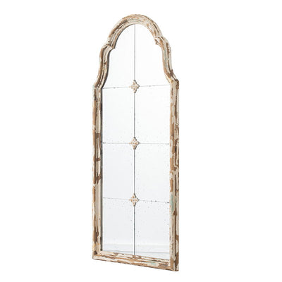 Large & Framed Wall Mirror, Arched Mirror With Decorative Window Look For Living Room - Cream