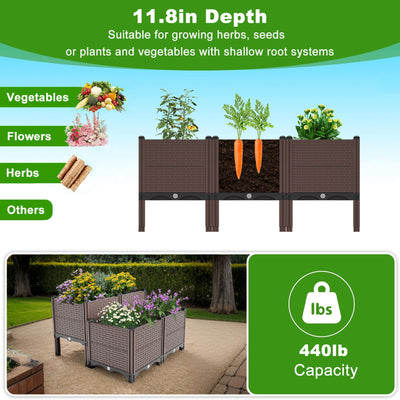 Raised Garden Beds Outdoor, Planter Boxes Outdoor For Vegetables, Flowers, Herbs, Garden Box With Drain Outlet, Heat And Frost Resistant Planters - Black / Brown