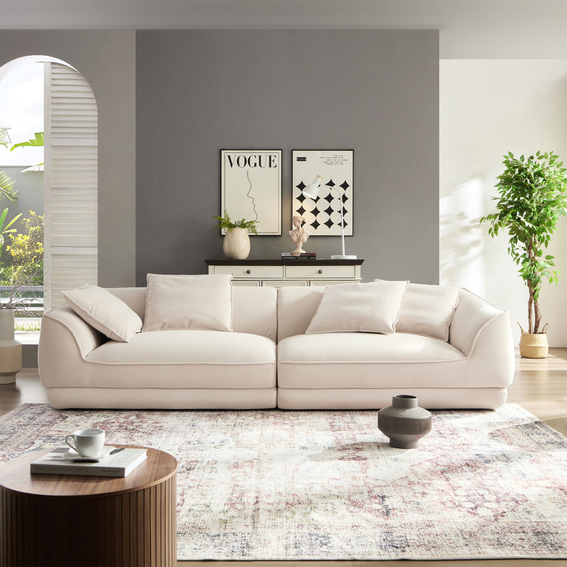 Nordic Modern Sofa With Removable Pillowcase, High Density Sponge Filling, 4 Throw Pillows