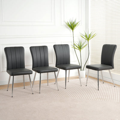 Modern Dining Chair With Electroplated Metal Legs (Set of 4)