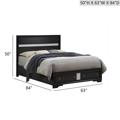 Madrid - Queen Bed With Storage Drawers And Nickel Handles - Black