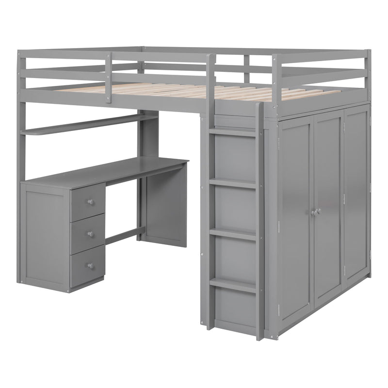 Loft Bed With Drawers, Desk, And Wardrobe