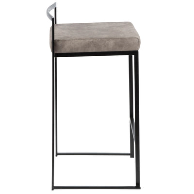 Fuji - Contemporary Stackable Counter Stool (Set of 2) - Black / Stone