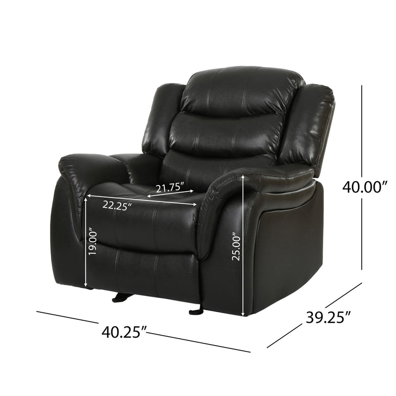 Classic Design Recliner, Upholstery Recliner, Glider Recliner - Black Berry