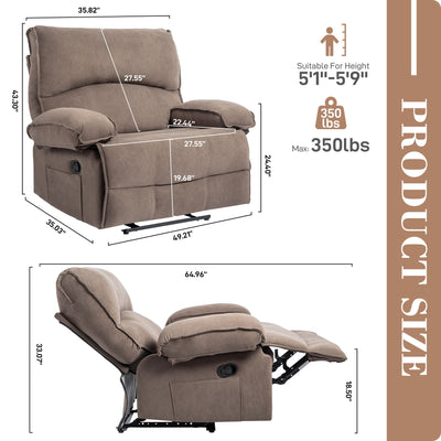 Oversized Manual Recliner Chair Sofa For Living Room