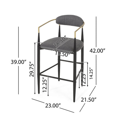 Upholstered Bar Stools With Backs For Kitchen Island (Set of 2)