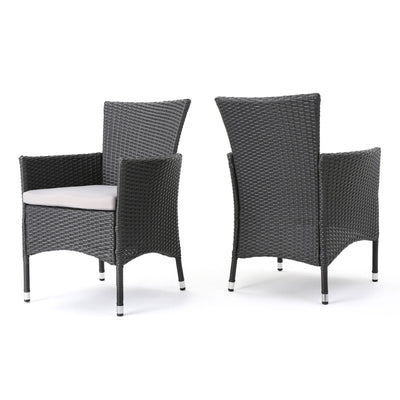 Dimensional Outdoor Dining Chair With Cushion Seat And Iron Frame (Set of 2)