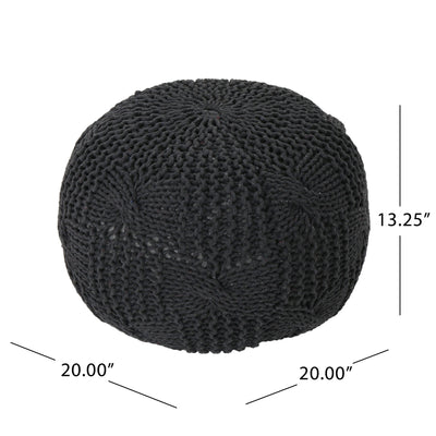 Bordeaux - Knitted Cotton Round Pouf