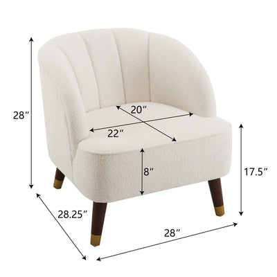 Elegant Upholstered Barrel Accent Chair With Wooden Legs