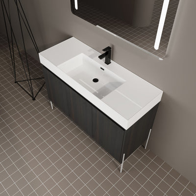 Freestanding Bathroom Vanity With Resin Sink And Storage Cabinet
