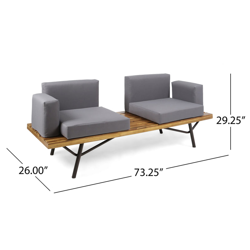 2 Piece Patio Set With Loveseat And Coffee Table - Natural / Dark Gray