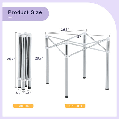 Simple Silver Stainless Steel Folding Table Frame Multifunctional Space Saving Design.Separate Folding Table Legs That Can Be Paired With Various Sizes And Styles Of Tabletops - Silver