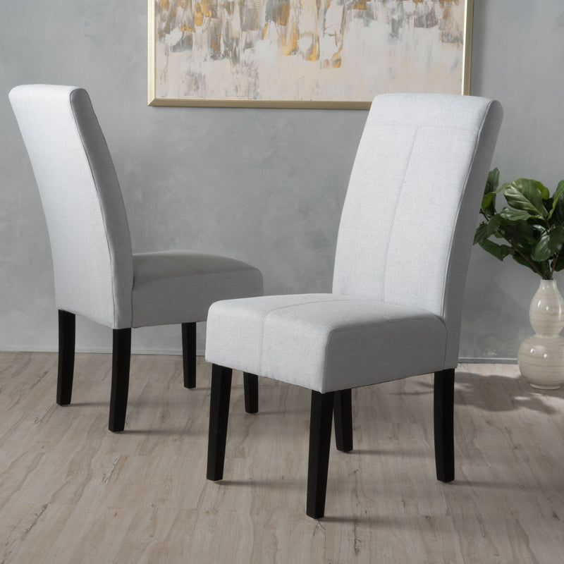 Amaranthine - Upholstered Dining Chair With High Back And Wood Legs (Set of 2) - Light Gray