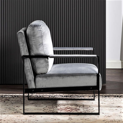 Classic Mid Century Modern Accent Chair With Durable Square Metal Frame, Armchair