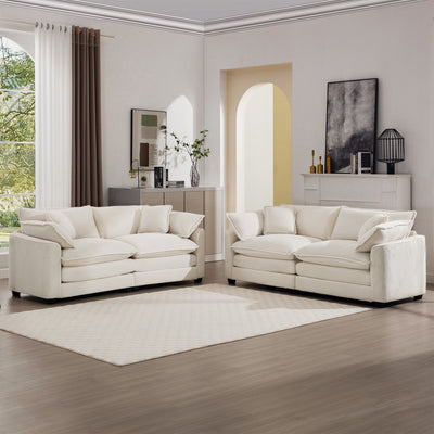 Elegant Corduroy Oversized Sectional Sofa Set With Deep Seats And Flexible Layout