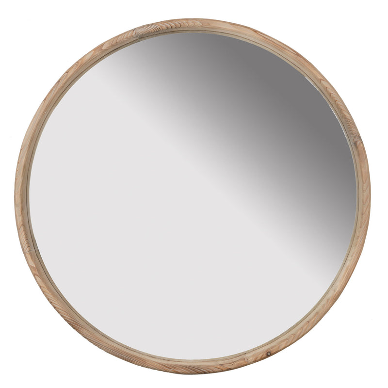 Round Wood Mirror, Wall Mounted Mirror Home Decor For Bathroom Living Room