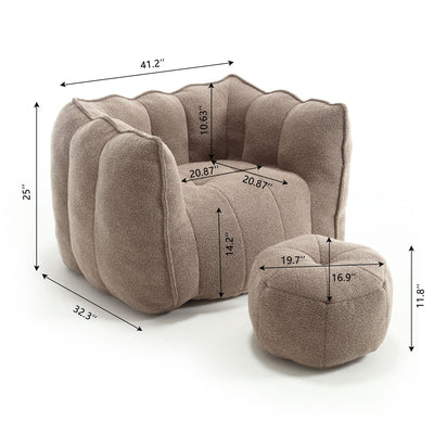 Soft Chenille Bean Bag Chair With High Resilient Foam