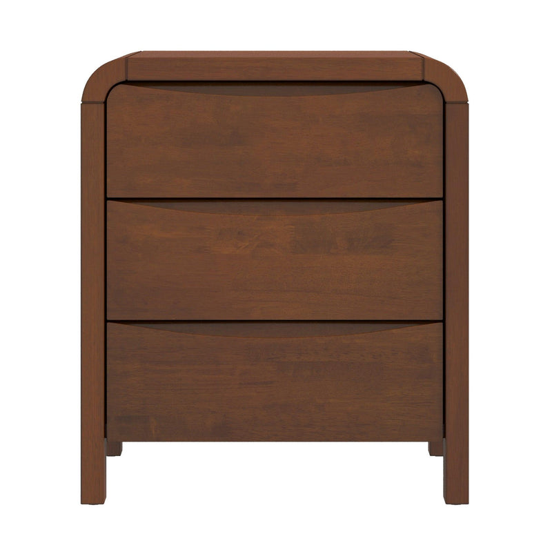 Lionel - Mid-Century Modern Nightstand 3 Drawer Bed Side Table - Brown