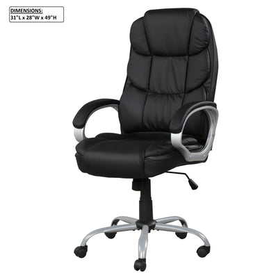Upholstered Office Chair, Adjustable Height Swivel Chair - Black