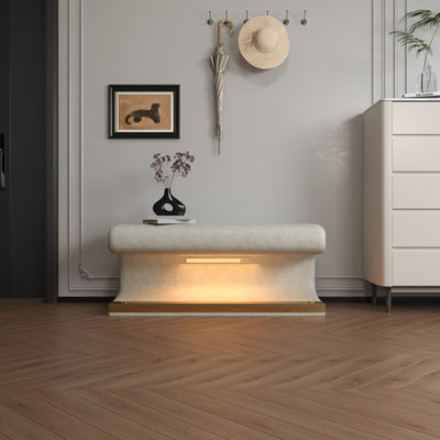 Modern Upholstered Entryway Bench With LED Sensor Light