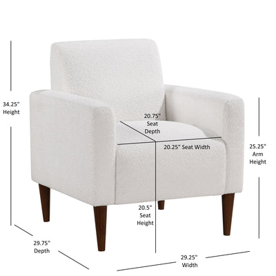 Caius - Modern Arm Chair With Boucle And Wooden Legs - White