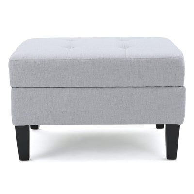 Storage Ottoman With Birch Wood Legs And Cushioned Top For Comfort