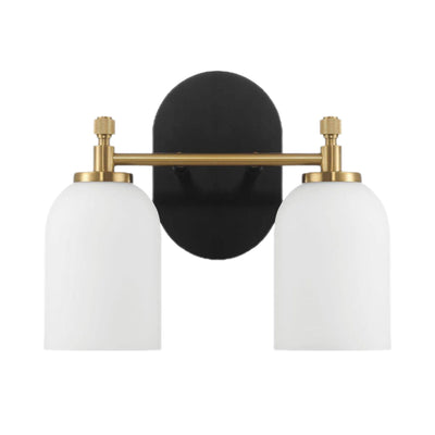 Vortex - 2 Lights Vanity In Traditional Style For Over Bathroom Mirror Wall Sconce - Black / Gold / White