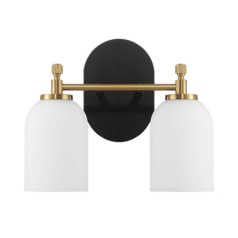 Vortex - 2 Lights Vanity In Traditional Style For Over Bathroom Mirror Wall Sconce - Black / Gold / White