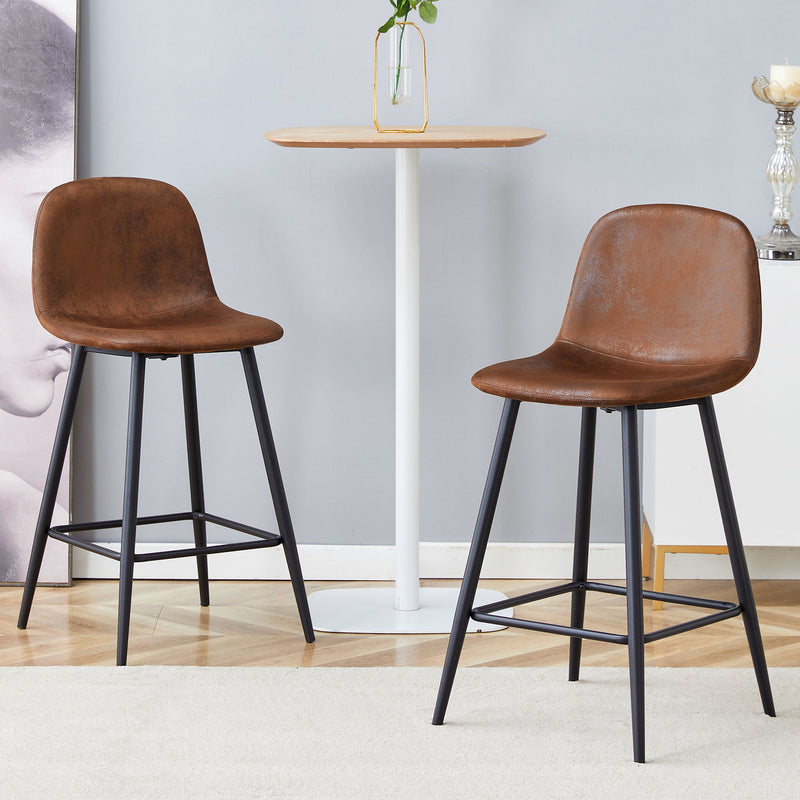 Modern Black Pu Bar Chair Rounded Backrest (Set of 2)