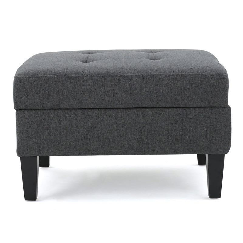 Storage Ottoman With Birch Wood Legs And Cushioned Top For Comfort