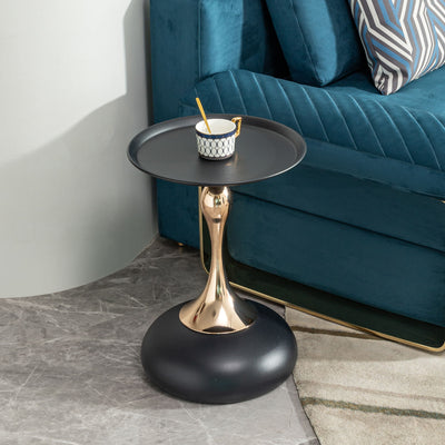 Modern Round Side Table For Small Spaces With Carbon Steel Construction