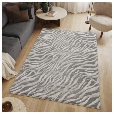Geometrix - 5'3" X 7'3" Area Rug Geometric & 3D Effect - Ivory / Gray