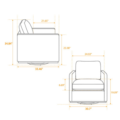 Modern Upholstered Square Swivel Accent Chair With 360 Degree Rotation