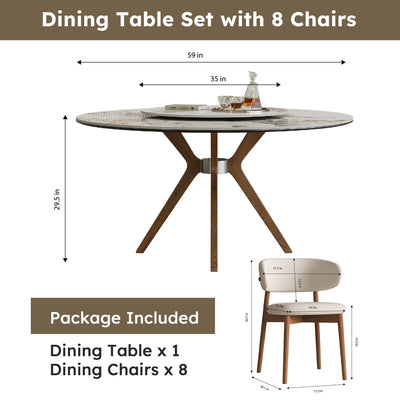 Modern Sintered Stone Dining Table Set With Chairs
