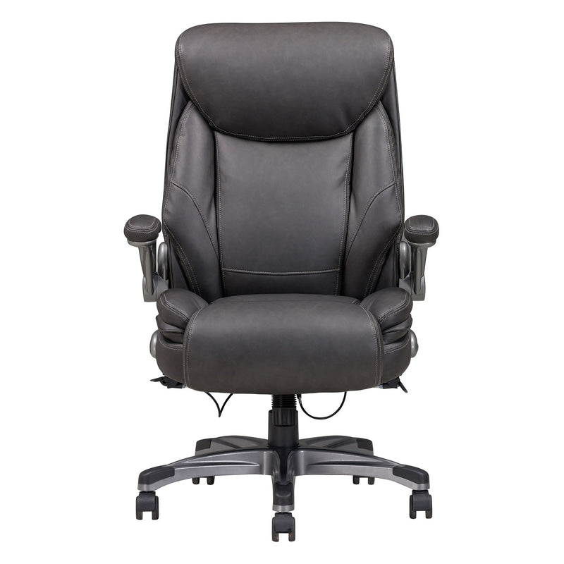 Bonded Leather Upholstered Office Chair With Adjustable Height And Armrest - Gray