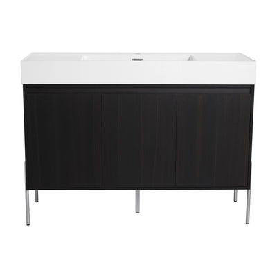 Freestanding Bathroom Vanity With Resin Sink And Storage Cabinet